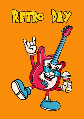 Retro Day Guitar Character