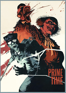 Horror Comic Art with Three Figures