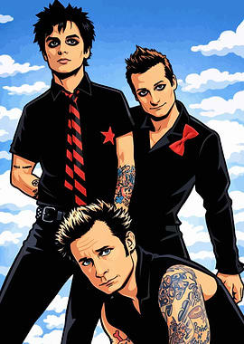 Green Day Band Members Illustration