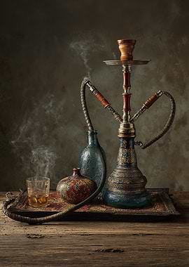 Still life with hookah and drink