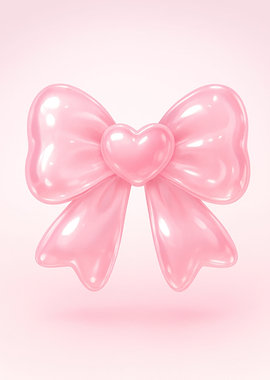 Pink Bow with Heart Accent