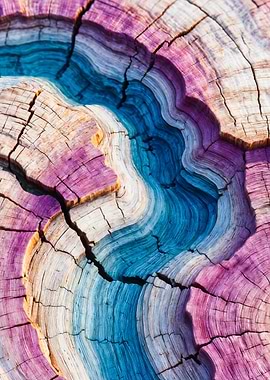 Vibrant Wood Rings Abstract Art