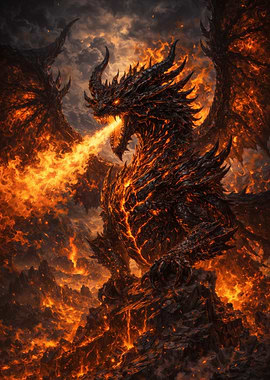 Fiery Dragon Breathing Fire