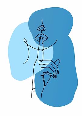 Minimalist Line Art of Woman Shushing