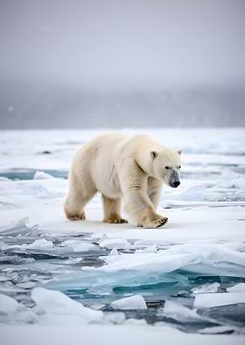 Polar Bear on Ice Floes