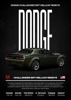 Dodge Challenger SRT Hellcat Redeye Poster