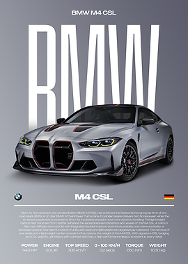 BMW M4 CSL Car Poster