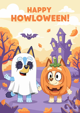 Bluey and Bingo Halloween Card