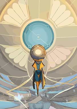 Futuristic Robot in a Grand Hall