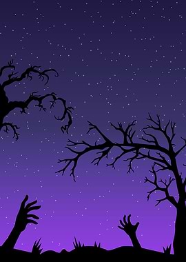 Halloween Zombie Hands and Trees