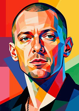 Pop Art Portrait of a Bald Man