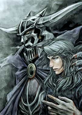 Warrior and Man in Dark Fantasy Art