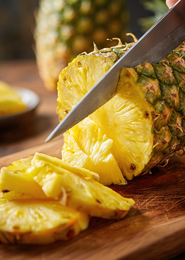 Slicing a Fresh Pineapple