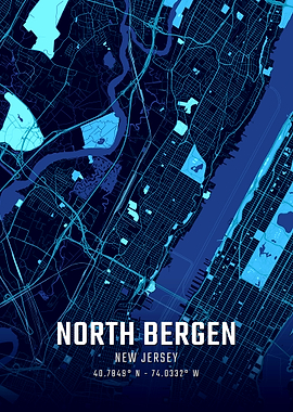 North Bergen New Jersey Midnight City Map