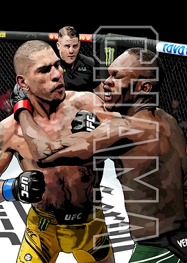 Alex Pereira Knockout | Poatan vs Israel Adesanya UFC Rivalry Artwork by GrizzlyGFX