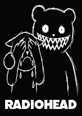 Radiohead Bear and Cat Illustration
