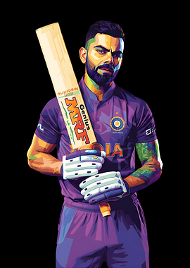 Virat Kohli with Cricket Bat