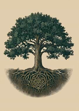Tree of Life with Celtic Knot Roots