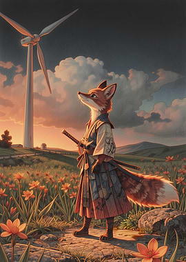 Samurai Fox in a Field