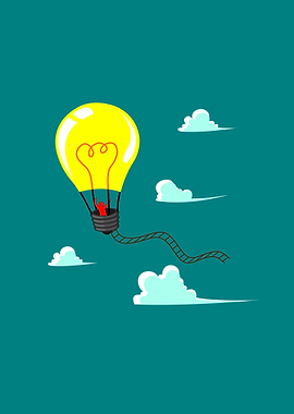 Lightbulb Hot Air Balloon with Person