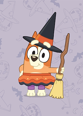 Bluey as a Witch with Broom
