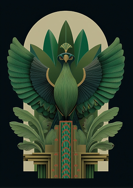 Art Deco Green Phoenix