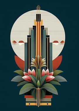 Art Deco Floral Skyscraper Illustration