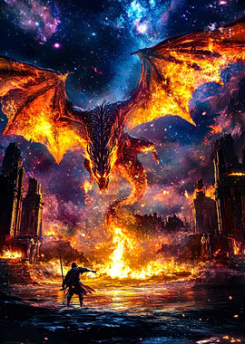 Cat Silhouette with Forest and Waterfall