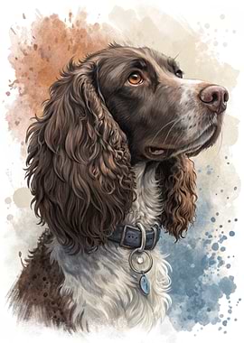 Watercolor Portrait of a Springer Spaniel