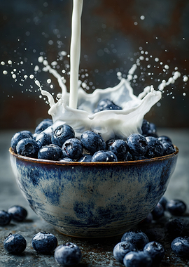 Milk Splash on Blueberries