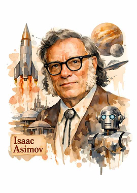 Isaac Asimov Watercolor Portrait