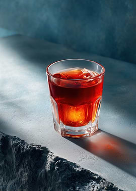 Cocktail with ice and shadow