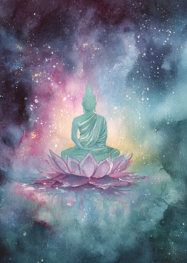 Buddha meditating on a lotus flower
