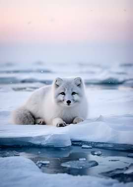 Arctic Fox on Ice