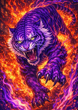 Purple Tiger in Flames