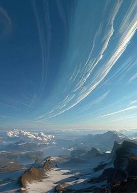 Majestic Mountain Landscape Under Wispy Clouds
