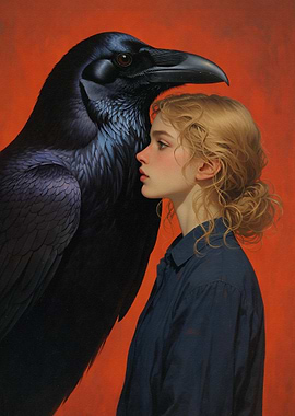 Girl and Raven Portrait