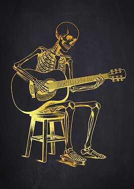 Skeleton Playing Guitar