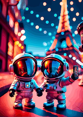 Astronauts Taking a Selfie in Paris
