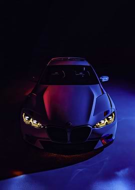 BMW Car with Neon Lighting