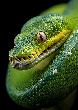 Emerald Tree Boa Close-up