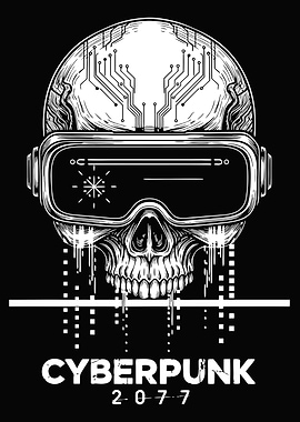 Cyberpunk Skull with VR Goggles
