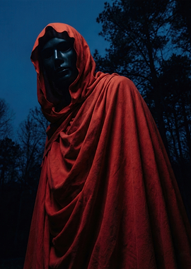 Figure in Red Hood and Black Mask