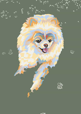 Colorful Pomeranian Dog Illustration