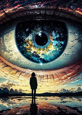 Giant Eye Reflecting Cosmic Landscape