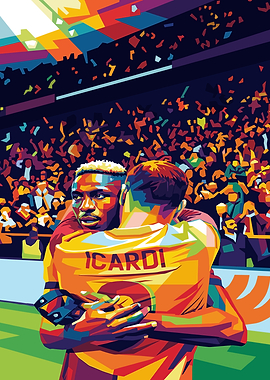 Osimhen and Icardi Football players celebrating