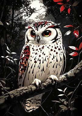Pixel Art Owl in a Forest