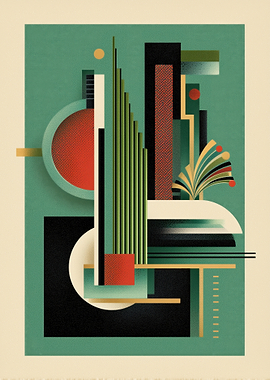 Abstract Geometric Art Deco Composition