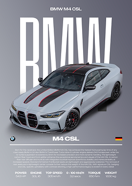 BMW M4 CSL Car Poster