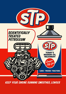STP Oil Treatment Vintage Poster